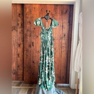 Angie Green and White Patterned Dress